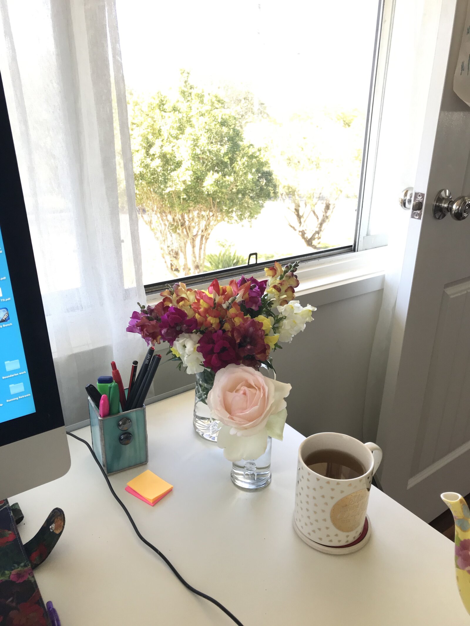 Fresh flowers on my desk make my day!